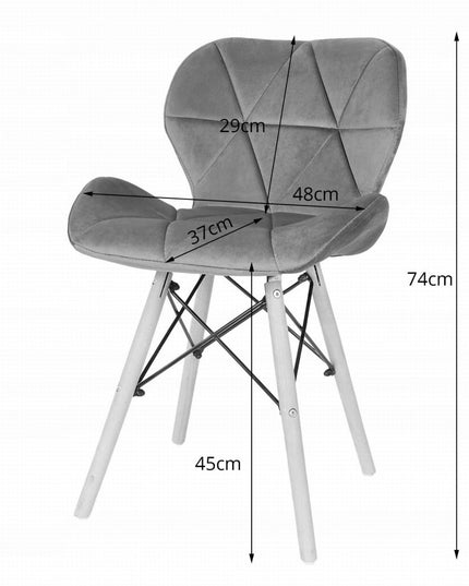 4 Kėdžių Komplektas, Aksominės LAGO, Tamsiai Mėlynos