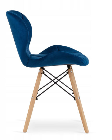 4 Kėdžių Komplektas, Aksominės LAGO, Tamsiai Mėlynos