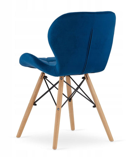 4 Kėdžių Komplektas, Aksominės LAGO, Tamsiai Mėlynos