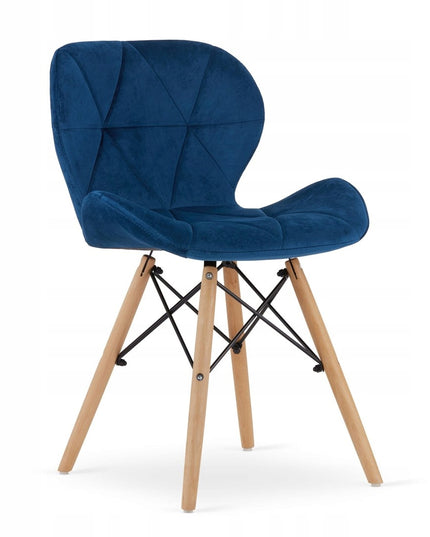 4 Kėdžių Komplektas, Aksominės LAGO, Tamsiai Mėlynos