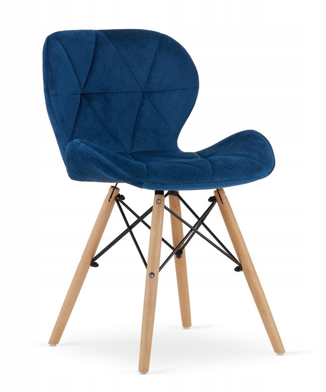 4 Kėdžių Komplektas, Aksominės LAGO, Tamsiai Mėlynos