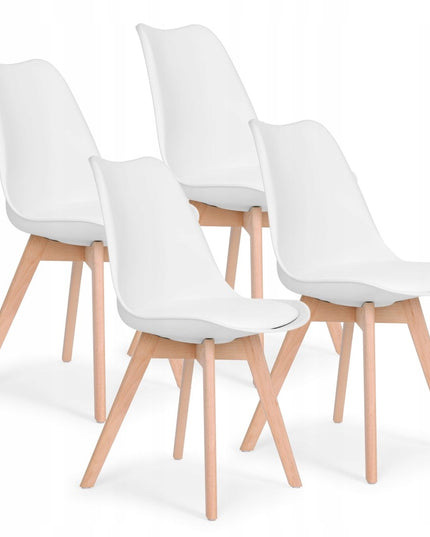 4 Kėdžių Komplektas, Baltos su Pagalvėlėmis, ModernHome