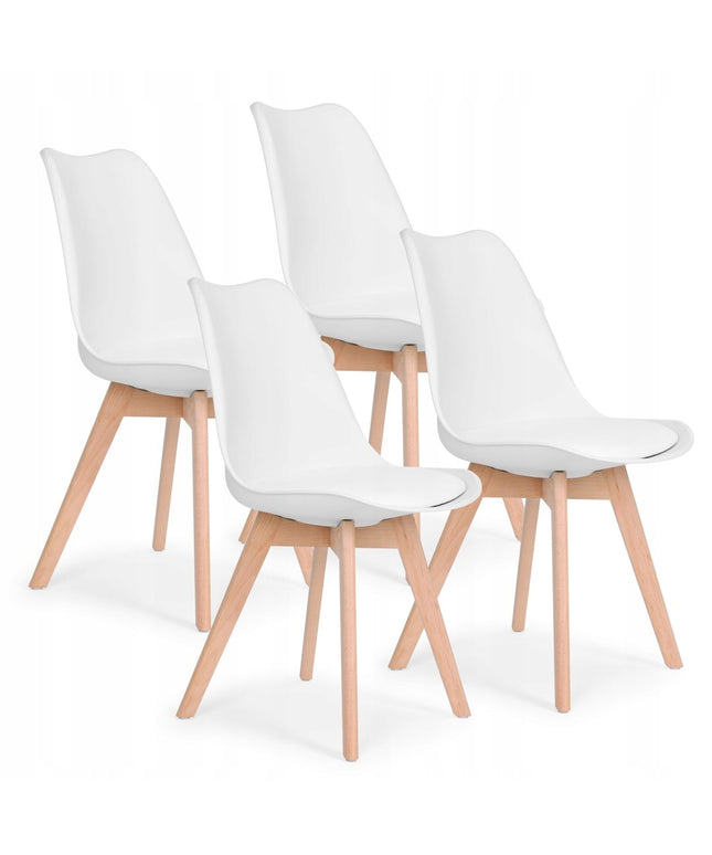 4 Kėdžių Komplektas, Baltos su Pagalvėlėmis, ModernHome