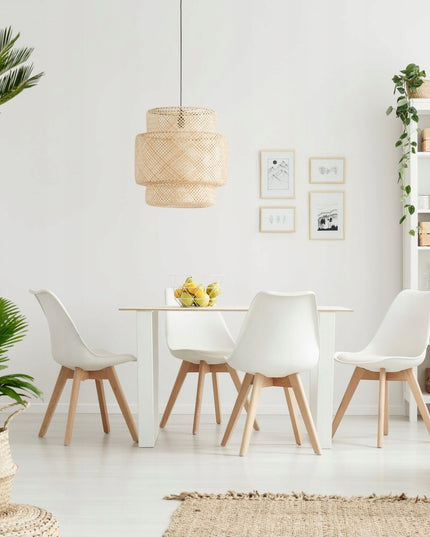 4 Kėdžių Komplektas, Baltos su Pagalvėlėmis, ModernHome