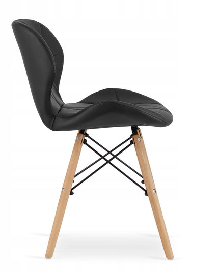 4 Kėdžių Komplektas, Dirbtinės Odos LAGO, Juodos