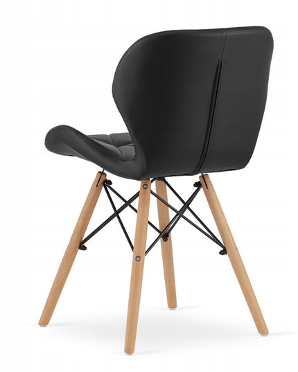 4 Kėdžių Komplektas, Dirbtinės Odos LAGO, Juodos