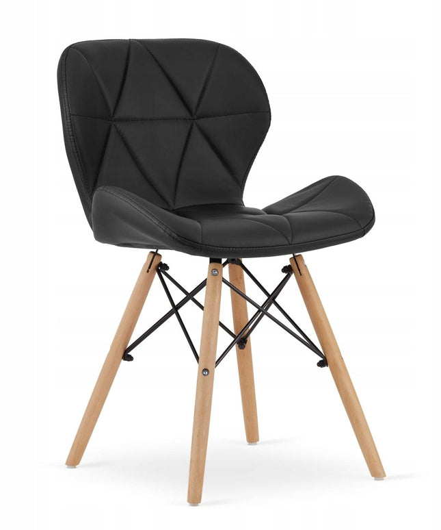 4 Kėdžių Komplektas, Dirbtinės Odos LAGO, Juodos