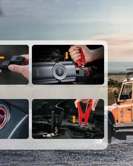 4-viename variklio užvedimo įrenginys BUTURE BETA01, „Booster“, „Jump Starter“, galios bankas, kompresorius, 2500A