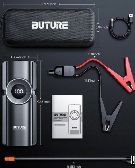 4-viename variklio užvedimo įrenginys BUTURE BETA01, „Booster“, „Jump Starter“, galios bankas, kompresorius, 2500A