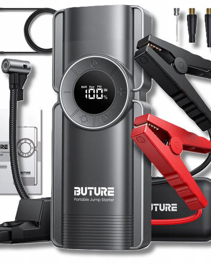 4-viename variklio užvedimo įrenginys BUTURE BETA01, „Booster“, „Jump Starter“, galios bankas, kompresorius, 2500A