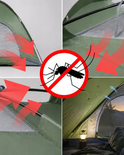 4-vietė turistinė palapinė Jack Mors JM-52, atspari vandeniui, su tinkleliu nuo uodų, žalia