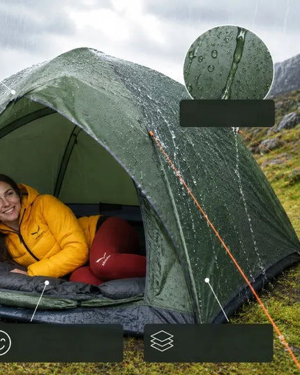 4-vietė turistinė palapinė Jack Mors JM-52, atspari vandeniui, su tinkleliu nuo uodų, žalia