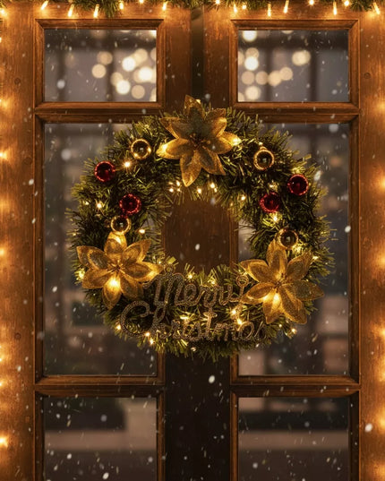 Kalėdinis vainikas Girlianda Papuošimas durims langui Merry Christmas 30cm
