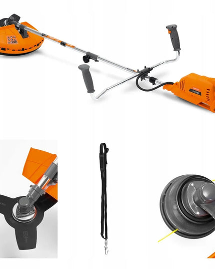 Elektrinė žoliapjovė DAEWOO DABC 1750E su galvute, trišakiais ašmenimis ir disku