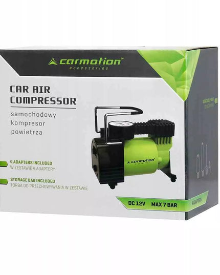Carmotion 12V stūmoklinis oro kompresorius, 11 BAR, 35 l/min, analoginis manometras