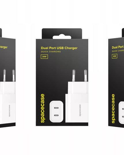 Spartusis Spacecase tinklinis įkroviklis telefonui 2x USB-C Type-C 20W 3A