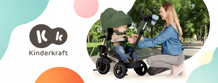 Vaikiškas triratis sulankstomas 5in1 dviratukas-vežimėlis SPINSTEP Kinderkraft rožinis