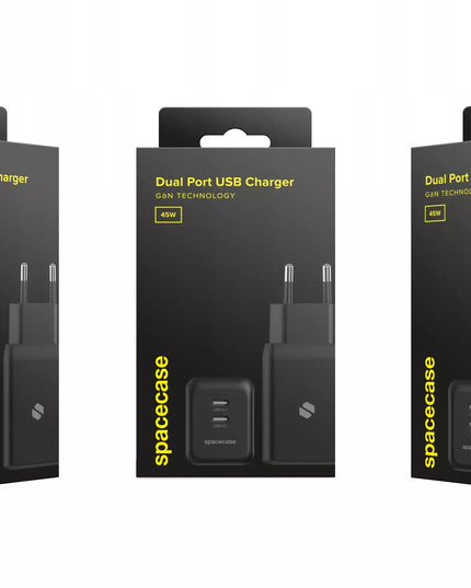 Spartusis Spacecase GaN 45W 2x USB-C įkroviklis telefonui QC 3.0 PD PPS