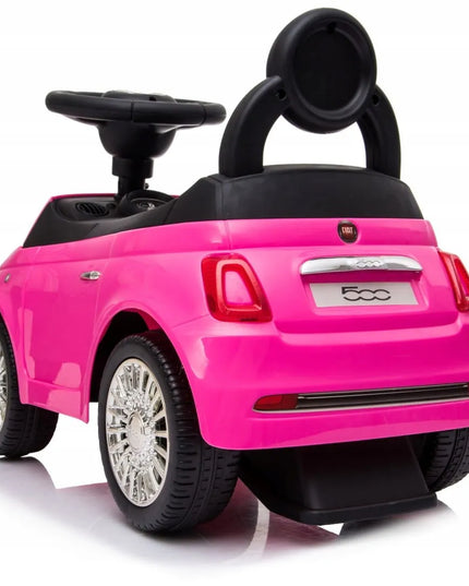 Sun Baby pasyvinis automobilis Fiat 500 stumdukas vaikščiojimo mokymuisi su atrama, dėtuve ir garsais