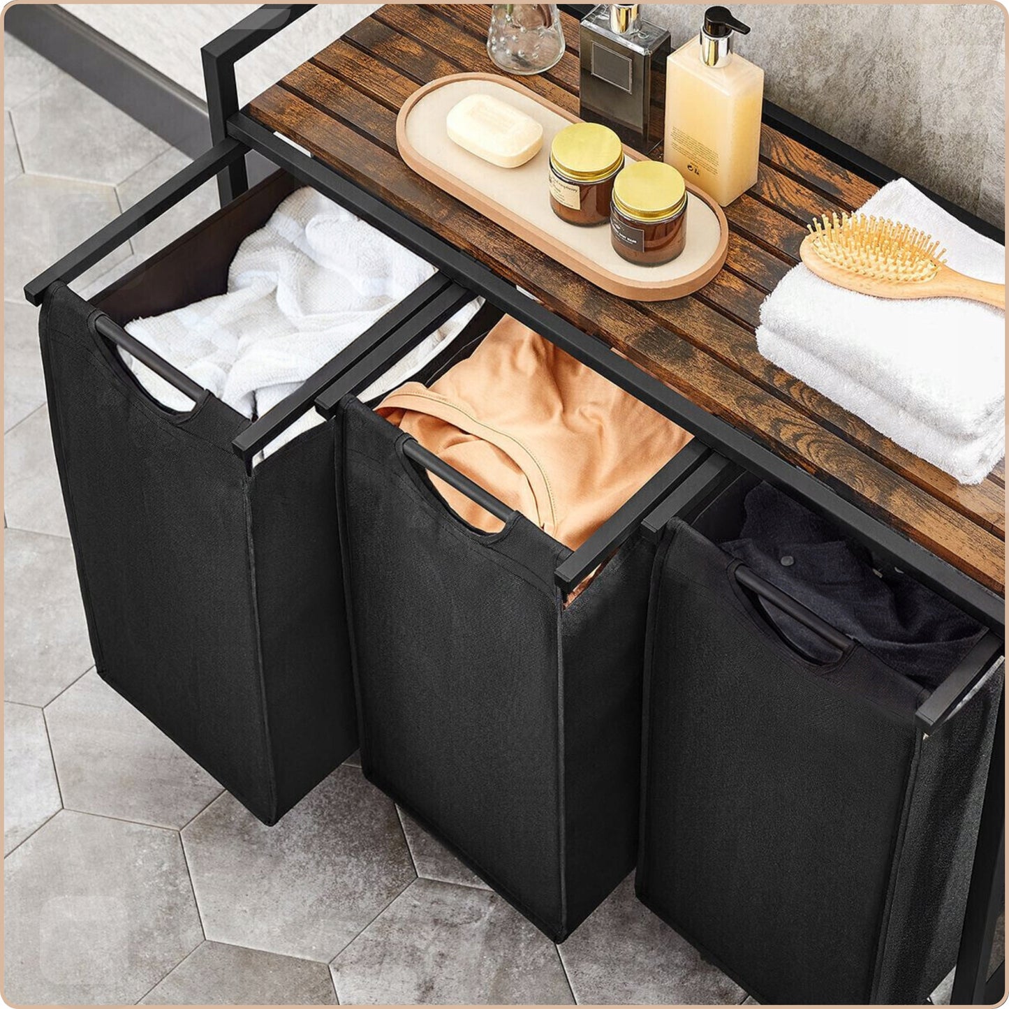 Didelis 3 skyrių pastatomas skalbinių krepšys 3x38L 4CONVY