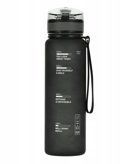 4FIZJO sportinis tritano butelis vandeniui su matavimo skale, juodas, 650 ml