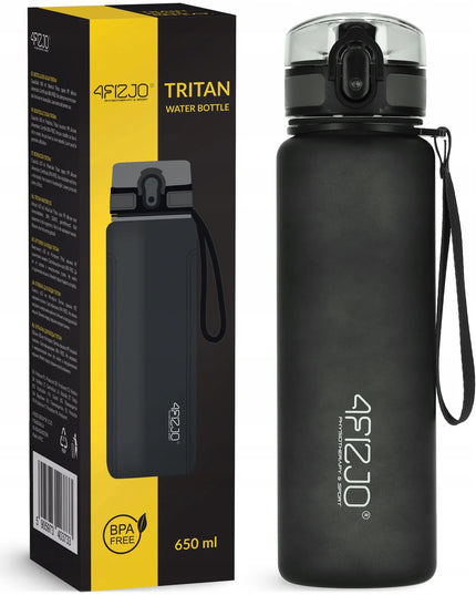 4FIZJO sportinis tritano butelis vandeniui su matavimo skale, juodas, 650 ml
