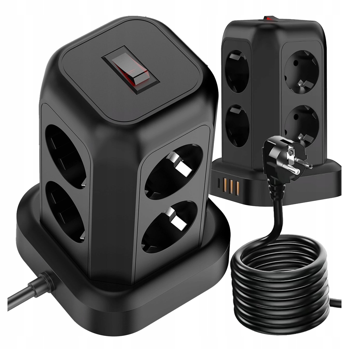 Maitinimo juosta su 8 lizdais AC EU, 3x USB + USB-C, 2500W