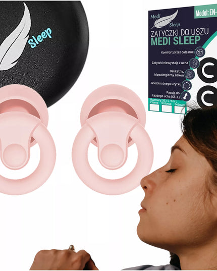 Ausų kištukai miegui Medi Sleep dydis XS / S / M / L rožiniai