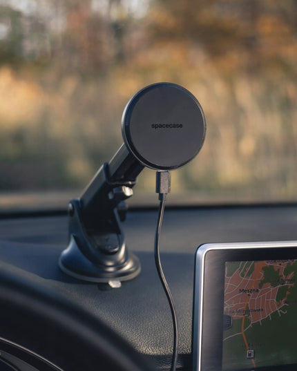 AUTOMOBILINIS TELEFONO LAIKIKLIS ANT STIKLO SU INDUKCINIU ĮKROVIKLIU, SKIRTAS MAGSAFE