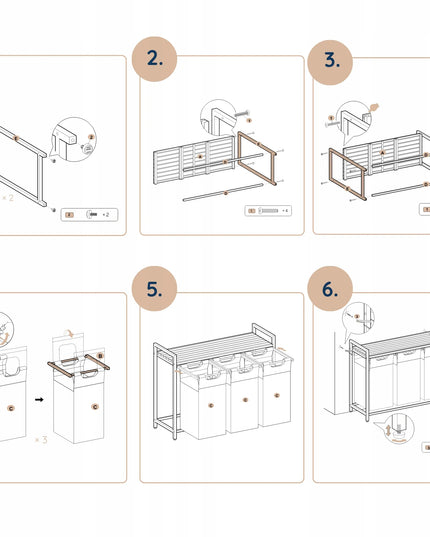 4CONVY skalbinių krepšys didelis laisvai pastatomas 3 skyrių 3x38L