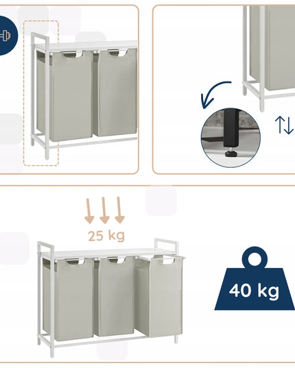 4CONVY skalbinių krepšys didelis laisvai pastatomas 3 skyrių 3x38L