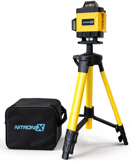 4D 360° lazerinis nivelyras, 16 linijų, kryžminis lazeris su stovu