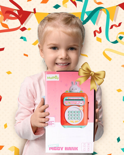 Taupyklė zuikutis, seifas banknotams ir monetoms, bankomat su PIN kodu