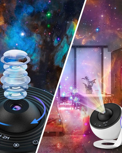 Žvaigždžių projektorius ir naktinė lempa su 13 planetų diskų, USB