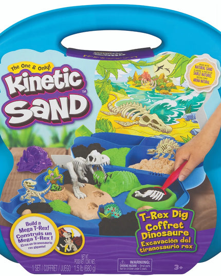 Kinetinis smėlis „T-Rex“ dinozaurų kasinėjimų rinkinys su skeletu ir priedais