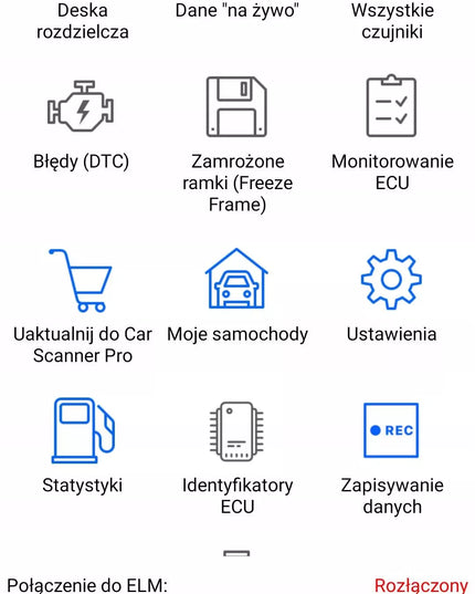 Diagnostinis OBD2 Bluetooth sąsajos testeris Android iOS Windows lenkų