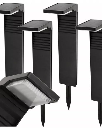 4x Saulės energija varomos lauko stovimos lempos 57cm Rinkinys tvirtų stulpelių