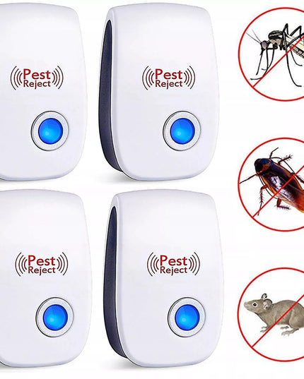 4x ultragarsinis kenkėjų repelentas, skirtas pelėms, tarakonams, vorams