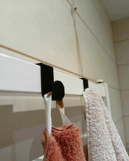 4x Juodų radiatoriaus kabliukų rinkinys, 2 cm, tvirtas laikiklis rankšluosčiams, loft stilius