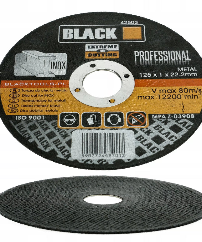 50 vnt. Pjovimo diskai metalui 125x1 INOX tvirti BLACK PREMIUM LINE