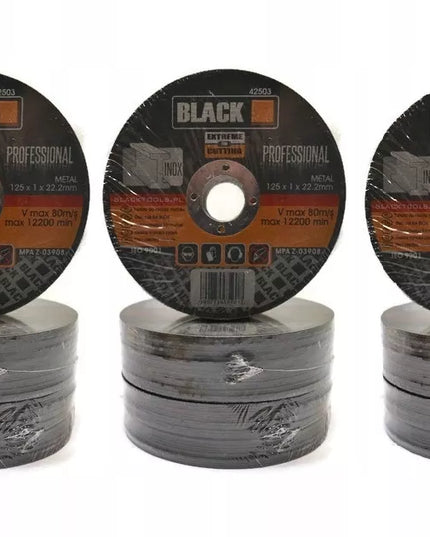 50 vnt. Pjovimo diskai metalui 125x1 INOX tvirti BLACK PREMIUM LINE