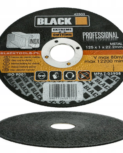 50 vnt. Pjovimo diskai metalui 125x1 INOX tvirti BLACK PREMIUM LINE