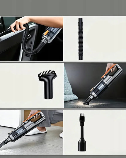 Belaidis rankinis cikloninis automobilinis dulkių siurblys su USB-C įkrovimu, 17 kPa