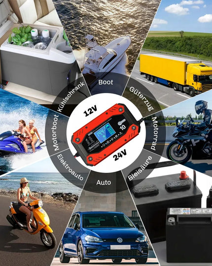 Automatinis automobilinis akumuliatorių įkroviklis, 12/24 V, 5/10 A