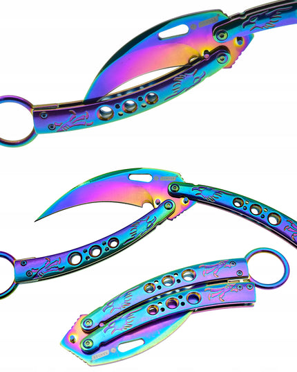 Kandar drugelinis karambitas Butterfly vaivorykštinis peilis