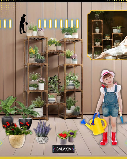 Stovintis gėlių stovas Gėlės Augalai Medinės lentynos