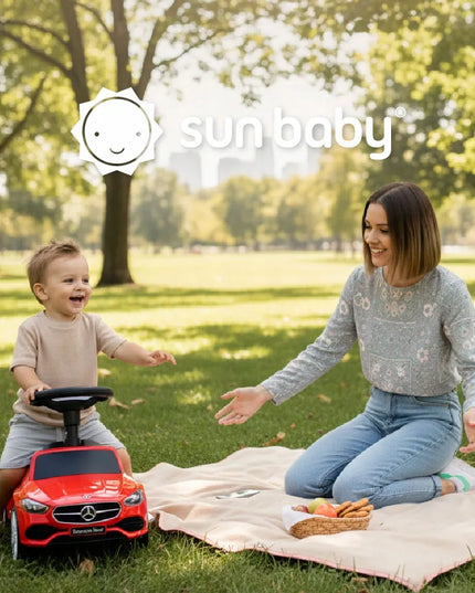 Sun Baby paspirtukas stumdukas vaikščiojimo mašinėlė Mercedes C-Class su daiktadėže ir garsais