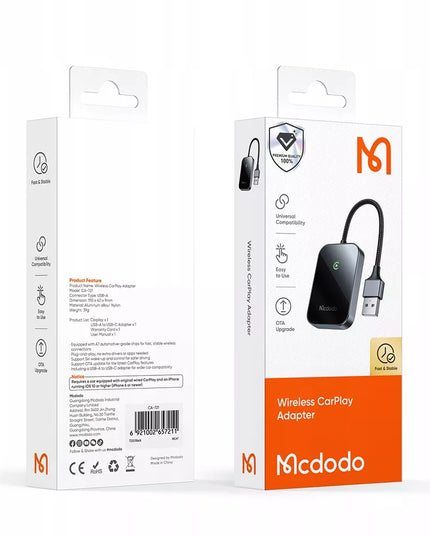 MCDODO belaidis Apple CarPlay adapteris Wireless Bluetooth USB USB-C