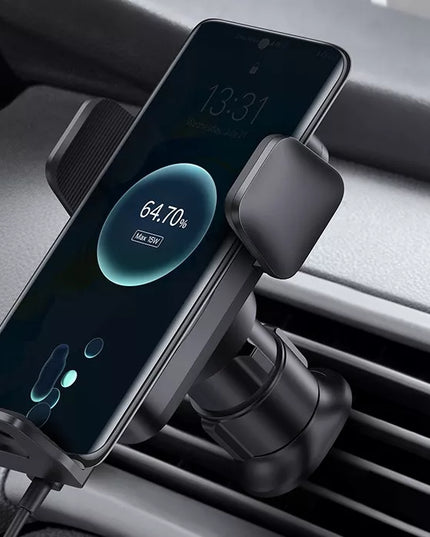 Automobilinis telefono laikiklis su greitojo įkrovimo funkcija BASEUS Qi 15W