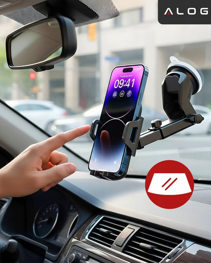Alogy 3v1 automobilinis telefono laikiklis – tvirtinamas prie ventiliacijos grotelių, stiklo arba prietaisų skydelio